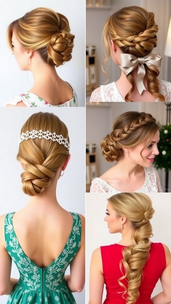 Elegant Christmas Hairstyles to Pair with Your Holiday Dress A collection of stylish Christmas hairstyles suitable for various festive dresses.